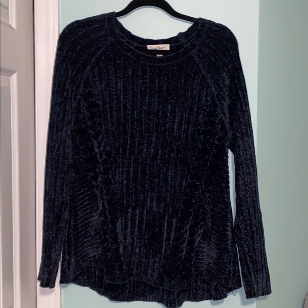 Navy Blue chenille knit sweater